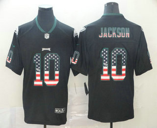 Men's Philadelphia Eagles #10 DeSean Jackson 2018 USA Flag Fashion Black Color Rush Stitched Nike Limited Jersey