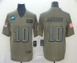 Men's Philadelphia Eagles #10 DeSean Jackson NEW Olive 2019 Salute To Service Stitched NFL Nike Limited Jersey