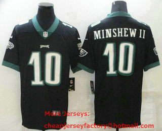 Men's Philadelphia Eagles #10 Gardner Minshew II Black 2021 Vapor Untouchable Stitched NFL Nike Limited Jersey