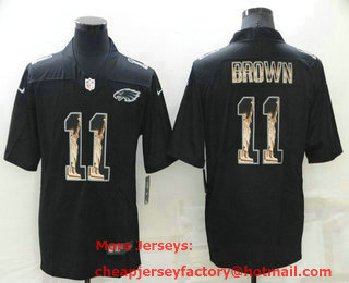 Men's Philadelphia Eagles #11 AJ Brown 2019 Black Statue Of Liberty Stitched NFL Nike Limited Jersey