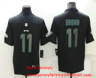 Men's Philadelphia Eagles #11 AJ Brown Black 2018 Fashion Impact Black Color Rush Stitched NFL Nike Limited Jersey