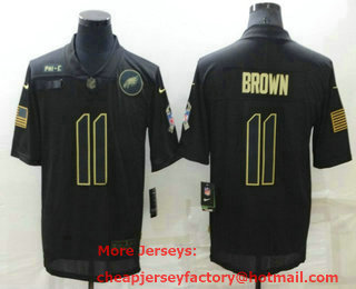 Men's Philadelphia Eagles #11 AJ Brown Black 2020 Salute To Service Stitched NFL Nike Limited Jersey