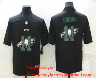 Men's Philadelphia Eagles #11 AJ Brown Black 2020 Shadow Logo Vapor Untouchable Stitched NFL Nike Limited Jersey