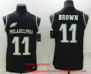 Men's Philadelphia Eagles #11 AJ Brown Black Color Rush 2017 Vest Stitched NFL Nike Tank Top Jersey