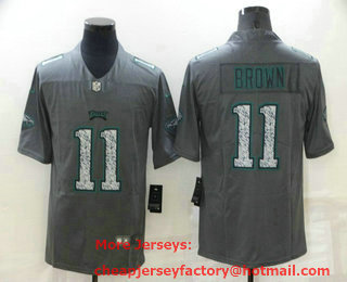 Men's Philadelphia Eagles #11 AJ Brown Gray Fashion Static 2019 Vapor Untouchable Stitched NFL Nike Limited Jersey