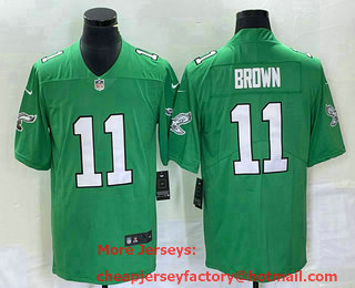 Men's Philadelphia Eagles #11 AJ Brown Green 2023 Vapor Limited Throwback Jersey