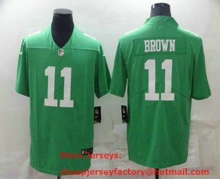 Men's Philadelphia Eagles #11 AJ Brown Light Green 2021 Vapor Untouchable Stitched NFL Nike Limited Jersey