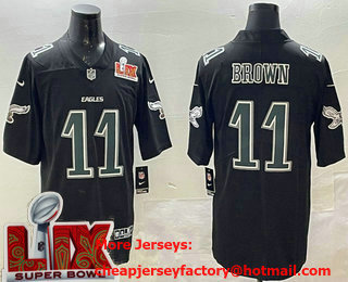 Men's Philadelphia Eagles #11 AJ Brown Limited Black Fashion Super Bowl LIX Vapor Jersey