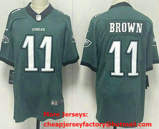 Men's Philadelphia Eagles #11 AJ Brown Limited Green Vapor Jersey