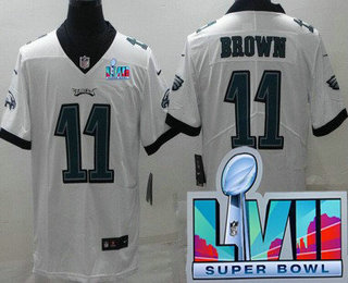 Men's Philadelphia Eagles #11 AJ Brown Limited White Super Bowl LVII Vapor Jersey