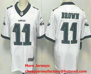 Men's Philadelphia Eagles #11 AJ Brown Limited White Vapor Jersey