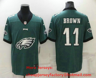 Men's Philadelphia Eagles #11 AJ Brown Midnight Green 2020 Big Logo Vapor Untouchable Stitched NFL Nike Fashion Limited Jersey