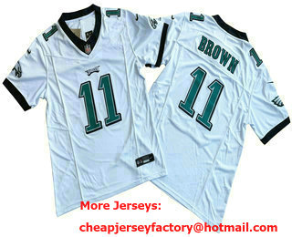 Men's Philadelphia Eagles #11 AJ Brown White 2023 FUSE Vapor Stitched Jersey