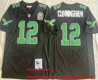 Men's Philadelphia Eagles #12 Randall Cunningham Black 1992 Throwback Jersey