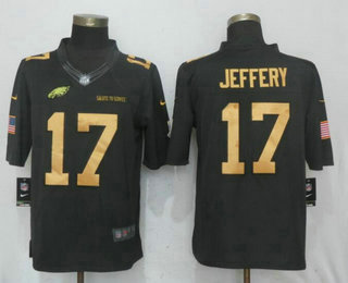 Men's Philadelphia Eagles #17 Alshon Jeffery Anthracite Gold 2016 Salute To Service Stitched NFL Nike Limited Jersey