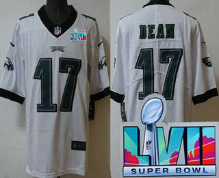Men's Philadelphia Eagles #17 Nakobe Dean Limited White Super Bowl LVII Vapor Jersey