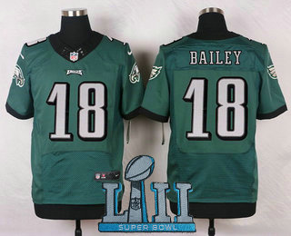 Men's Philadelphia Eagles #18 Rasheed Bailey Midnight Green 2018 Super Bowl LII Patch Team Color NFL Nike Elite Jersey