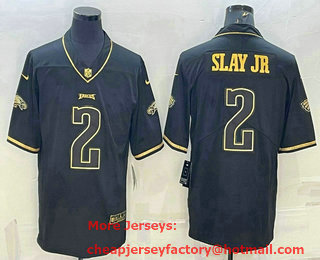 Men's Philadelphia Eagles #2 Darius Slay Jr Black Golden Edition Stitched NFL Nike Limited Jersey