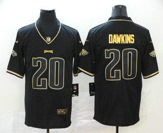 Men's Philadelphia Eagles #20 Brian Dawkins Black 100th Season Golden Edition Jersey