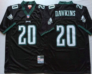 Men's Philadelphia Eagles #20 Brian Dawkins Black M&N Throwback Jersey