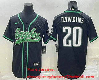 Men's Philadelphia Eagles #20 Brian Dawkins Black Stitched Cool Base Nike Baseball Jersey