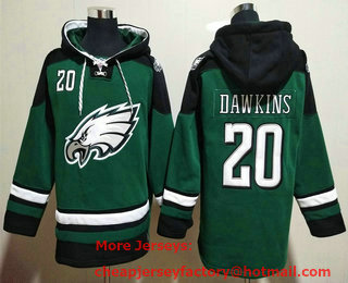 Men's Philadelphia Eagles #20 Brian Dawkins Green Ageless Must Have Lace Up Pullover Hoodie