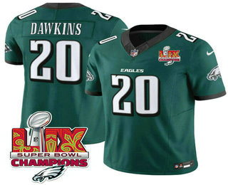 Men's Philadelphia Eagles #20 Brian Dawkins Green Limited Super Bowl LIX Champions FUSE Vapor Jersey