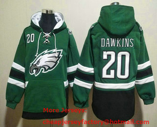 Men's Philadelphia Eagles #20 Brian Dawkins NEW Green Pocket Stitched NFL Pullover Hoodie
