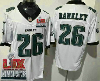 Men's Philadelphia Eagles #26 Saquon Barkley Limited White Super Bowl LIX Champions FUSE Vapor Jersey