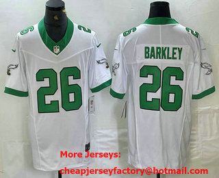 Men's Philadelphia Eagles #26 Saquon Barkley White FUSE Vapor Limited Throwback Stitched Jersey