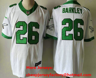 Men's Philadelphia Eagles #26 Saquon Barkley White Vapor Limited Throwback Stitched Jersey
