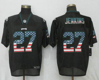 Men's Philadelphia Eagles #27 Malcolm Jenkins Black USA Flag Fashion Stitched NFL Nike Elite Jersey