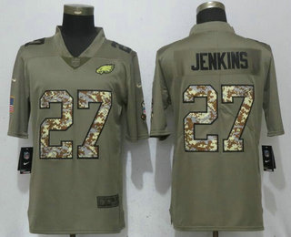 Men's Philadelphia Eagles #27 Malcolm Jenkins Olive With Camo 2017 Salute To Service Stitched NFL Nike Limited Jersey