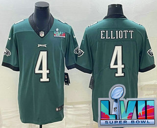 Men's Philadelphia Eagles #4 Jake Elliott Green Super Bowl LVII Patch Vapor Untouchable Limited Stitched Jersey