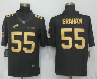 Men's Philadelphia Eagles #55 Brandon Graham Anthracite Gold 2016 Salute To Service Stitched NFL Nike Limited Jersey