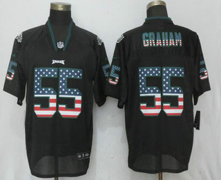 Men's Philadelphia Eagles #55 Brandon Graham Black USA Flag Fashion Stitched NFL Nike Elite Jersey