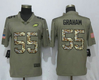 Men's Philadelphia Eagles #55 Brandon Graham Olive With Camo 2017 Salute To Service Stitched NFL Nike Limited Jersey