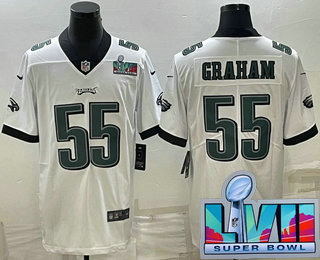 Men's Philadelphia Eagles #55 Brandon Graham White Super Bowl LVII Patch Vapor Untouchable Limited Stitched