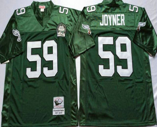 Men's Philadelphia Eagles #59 Seth Joyner Midnight Green Throwback 99TH Jersey by Mitchell & Ness