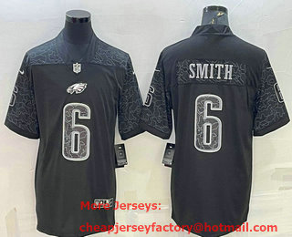 Men's Philadelphia Eagles #6 DeVonta Smith Black Reflective Limited Stitched Football Jersey