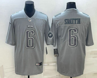 Men's Philadelphia Eagles #6 DeVonta Smith Grey With Patch Atmosphere Fashion Stitched Jersey
