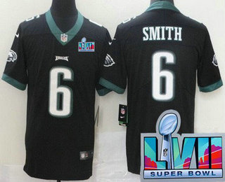 Men's Philadelphia Eagles #6 DeVonta Smith Limited Black Super Bowl LVII Vapor Jersey