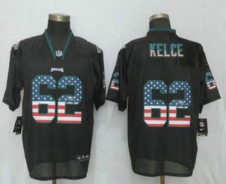 Men's Philadelphia Eagles #62 Jason Kelce Black USA Flag Fashion Stitched NFL Nike Elite Jersey