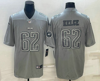 Men's Philadelphia Eagles #62 Jason Kelce Grey With Patch Atmosphere Fashion Stitched Jersey