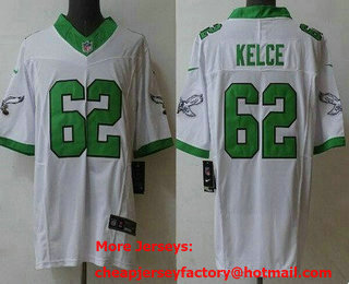 Men's Philadelphia Eagles #62 Jason Kelce Limited White Alternate FUSE Vapor Jersey