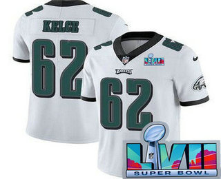 Men's Philadelphia Eagles #62 Jason Kelce Limited White Super Bowl LVII Vapor Jersey