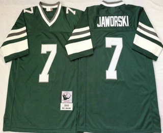 Men's Philadelphia Eagles #7 Ron Jaworski Kelly Green Throwback Jersey by Mitchell & Ness