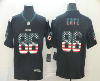 Men's Philadelphia Eagles #86 Zach Ertz 2018 USA Flag Fashion Black Color Rush Stitched Nike Limited Jersey