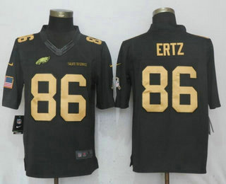 Men's Philadelphia Eagles #86 Zach Ertz Anthracite Gold 2016 Salute To Service Stitched NFL Nike Limited Jersey