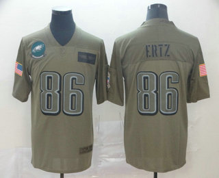 Men's Philadelphia Eagles #86 Zach Ertz NEW Olive 2019 Salute To Service Stitched NFL Nike Limited Jersey